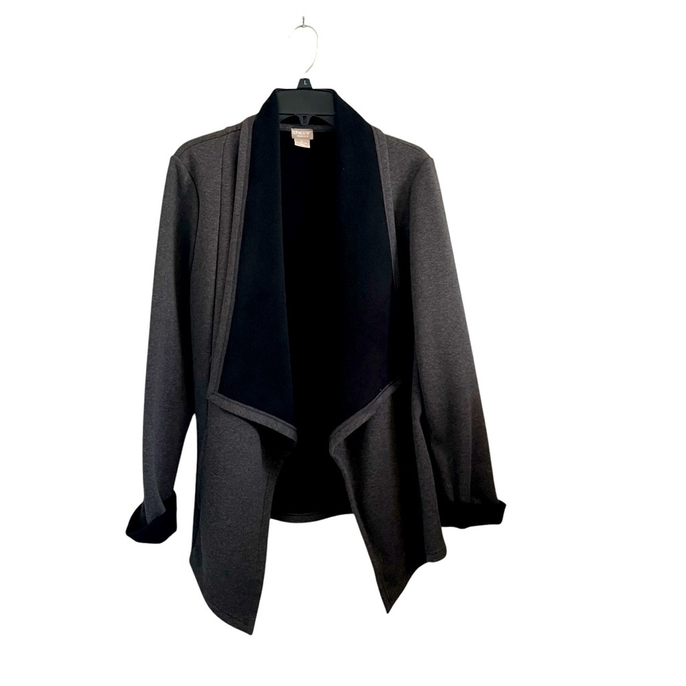 Chico’s Zenergy Gray and Black Jacket-Ladies Chico’s Size 2-(size-12-14)